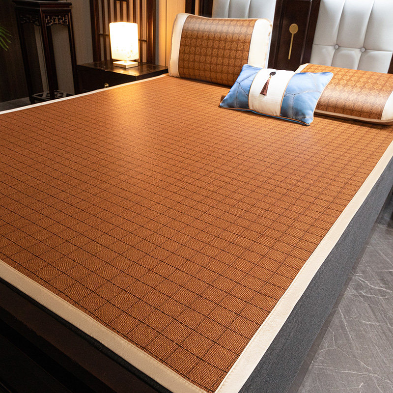 夏季家用凉席单双人床藤席可折叠裸睡无毛刺老式透气光滑草席子