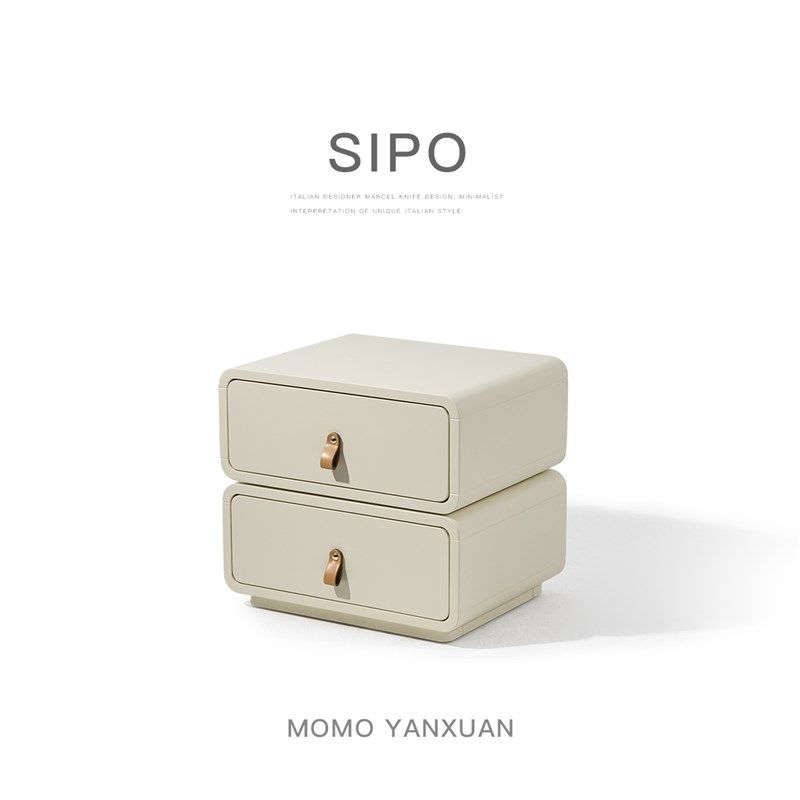 某某严选家居 意式极简奶油风可旋转烤漆侘寂云朵设计师款床头柜