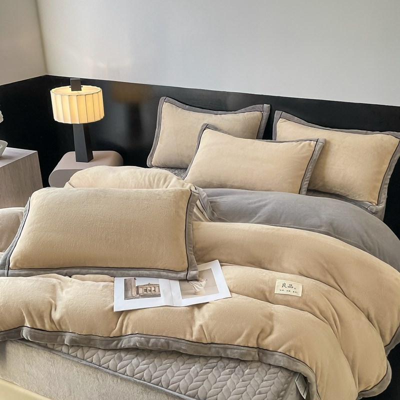 欧式高克重四件冬季加绒被家用宿舍床笠款加厚床上用品