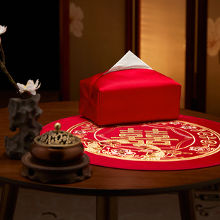 红色喜庆餐垫结婚家用餐桌碗盘隔热防滑垫子订婚装饰圆形杯垫定制