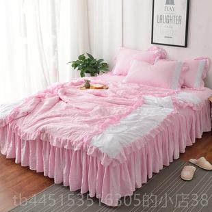 四套小清新棉刺绣蕾丝全纯棉被件套裙 水洗棉公主风床款 正品 2024款