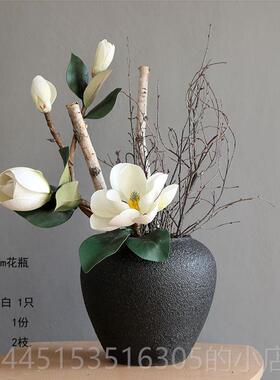 正品景镇陶瓷黑色落地陶花瓶现代德简约粗干花客厅插花摆手工件复