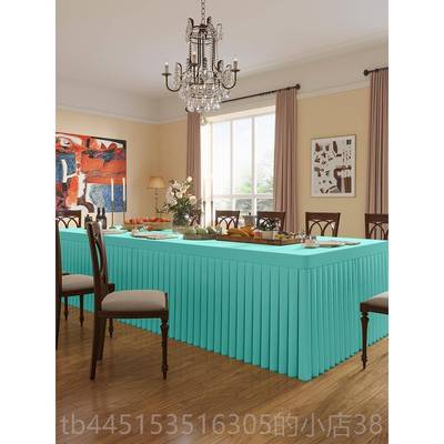 正品白色长条会议桌布方形会室桌裙定制长桌套罩台布桌罩桌桌套高