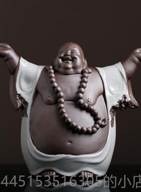 正品陶瓷弥勒佛摆件办公新室书房厅客博架装饰乔迁居开业礼品送古