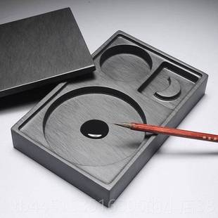 正品安徽歙砚 方形盖天然原石砚台墨海不干墨火锅砚书法用高4寸5