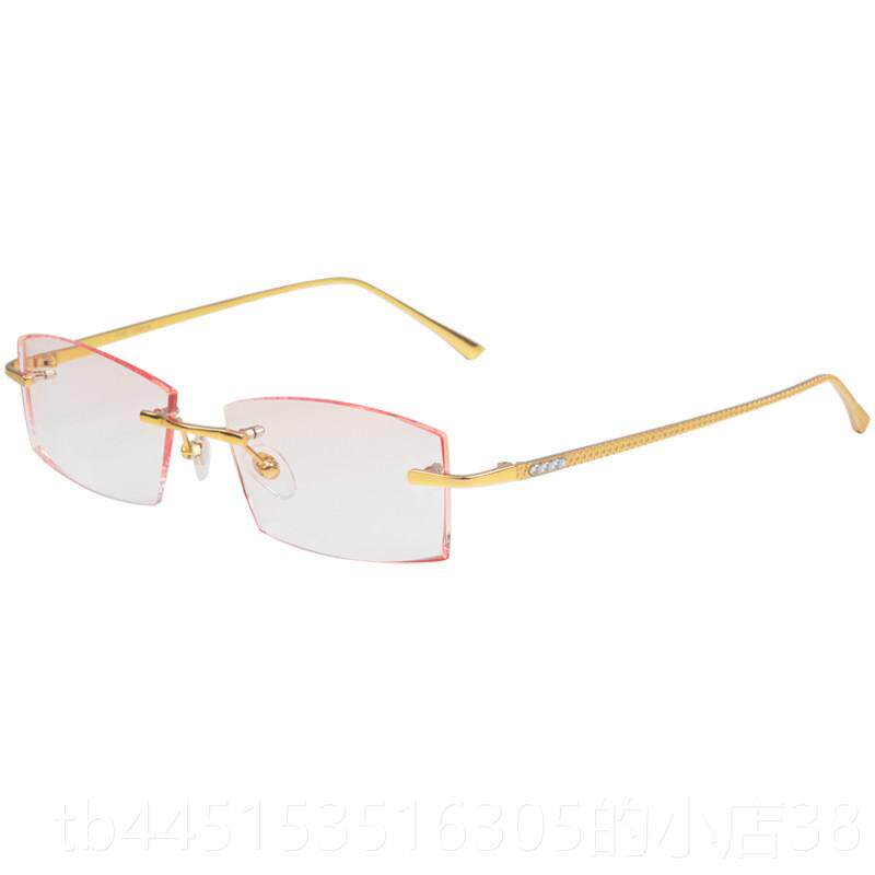 正品光配无框纯钛钻石边档近视成品眼镜切防辐射防蓝包k金眼镜架