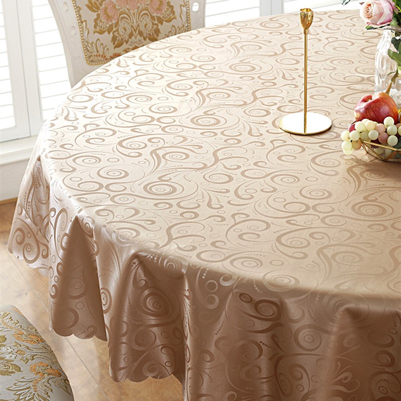 欧式餐桌布防水防油防烫免洗圆形布艺餐厅酒店饭店台布大圆桌桌布