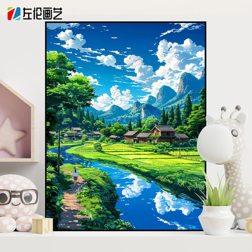 宫崎骏的夏天数字油画治愈系风景2024新款手工diy填色手绘油彩画