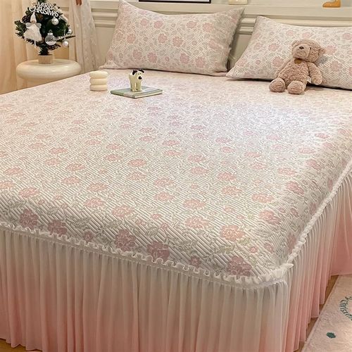 夏季冰丝凉席三件套2025新款夏天床裙款冰豆豆凉席可机洗空调席子