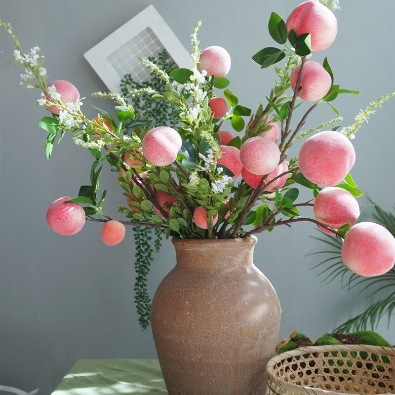假花仿真水果假桃子装饰花客厅餐桌可爱水蜜桃橱柜展示电视柜摆件,家居饰品,仿真花/假花,淘宝优惠券,粉丝福利购,淘宝优惠卷