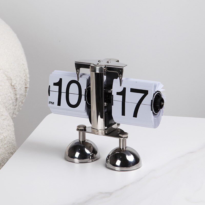 麦科布自动翻页时钟欧式创意个性桌面摆件计时器复古客厅摆件台钟