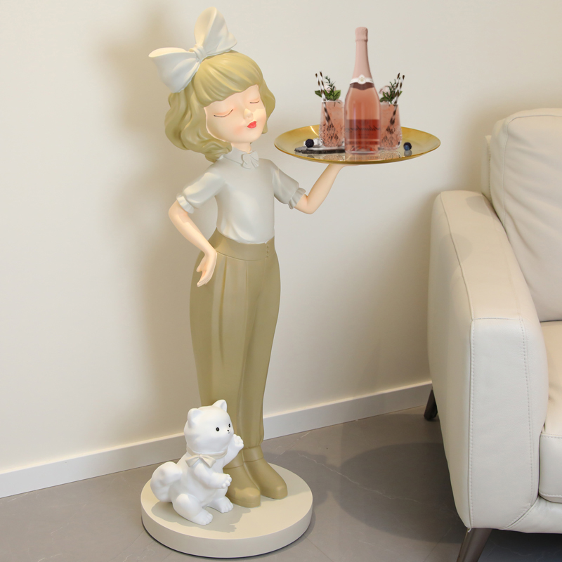 女孩110CM落地大摆件客厅门口家居电视柜沙发旁玄关托盘软装饰品