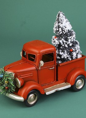 铃铛圣诞树卡车古董老爷车道具模型铁艺装饰工艺品摆件摆设家居