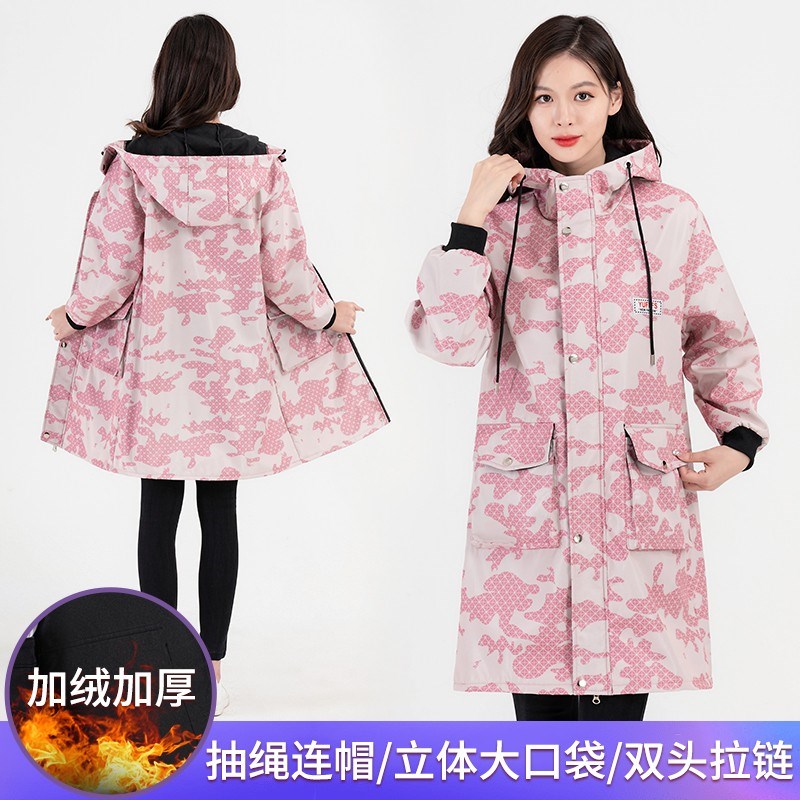 冬天穿的罩衣加绒加厚男带绒女士保暖加大做饭罩衣女秋冬季外穿褂