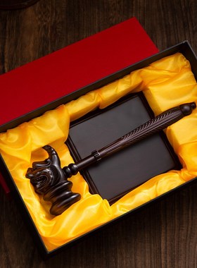 法槌黑檀木摆件家居客厅办公室装饰品中式獬豸律师商务开业送礼