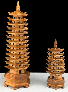 桃木文昌塔摆件七层九层十三层书桌办公室装饰工艺品木质摆件