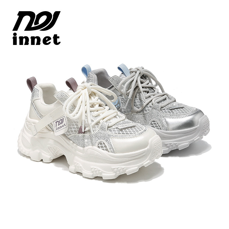 innet 女士2026年春夏季新爆款巨好看的流行厚底镂空透气老爹鞋子