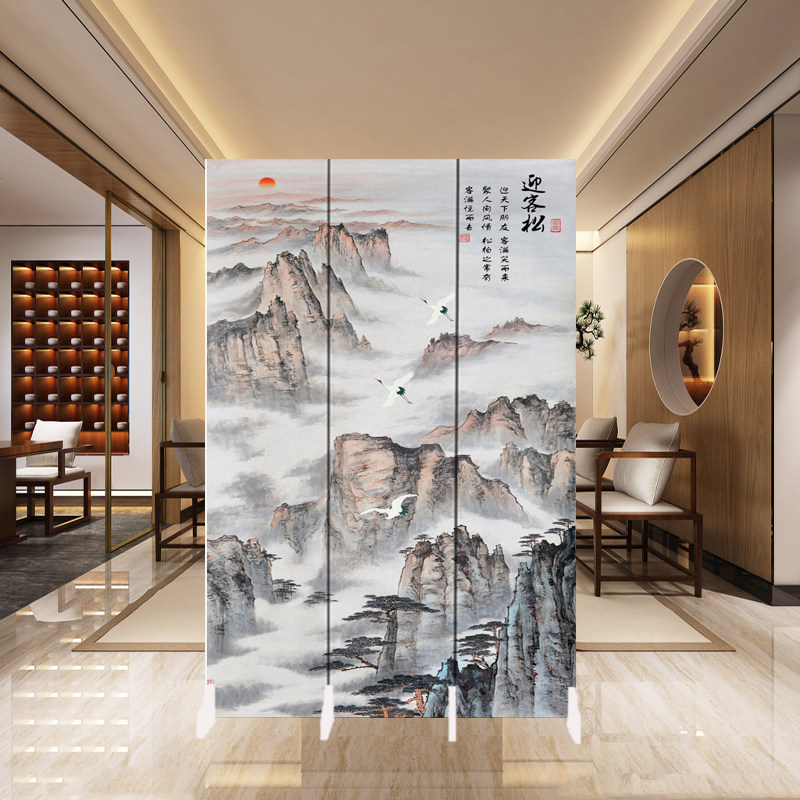 中式屏风隔断客厅移动玄关遮挡墙家用办公室公司屏障山水折叠折屏