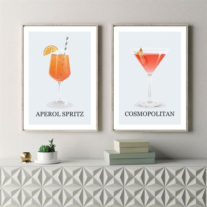 装饰有框挂画酒吧咖啡馆调酒鸡尾酒西餐餐厅马天尼威士忌吧台酒柜