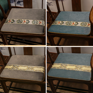 红木沙发坐垫餐桌茶桌圈椅子坐垫中式实木绒布加厚家用靠椅垫定制