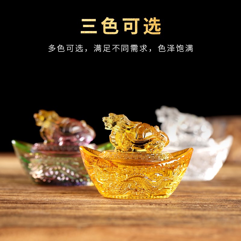 水晶元宝龙龟聚宝盆家用进宝如意元宝开业送礼桌面装饰可打开摆件