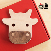 点造可爱动物装 饰挂钩实木免打孔生肖礼品衣帽钩墙壁挂儿童房卡通