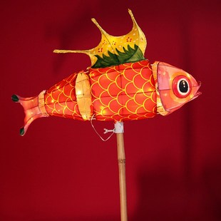 手摇鱼灯笼非遗民俗手工灯会手持锦鲤宫灯中秋节金鱼灯花灯成品