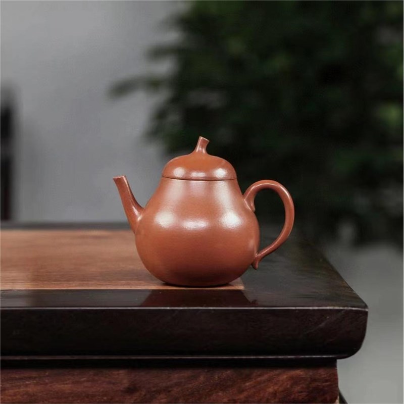 宜兴紫砂壶半手工老紫泥小茄瓜壶 小容量130cc 老味中式茶壶 茶具