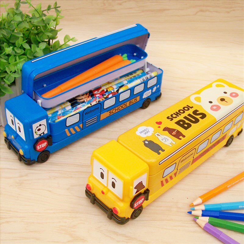 新款文具盒韩国创意三层汽车文具盒铅笔盒铁儿童学生男孩文具盒男