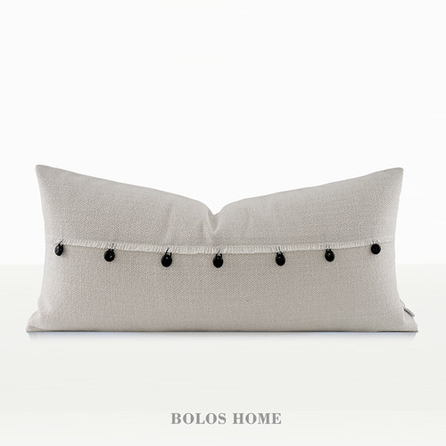 柏洛斯侘寂风素野纽扣岁岁年年抱枕沙发客厅床头长条腰靠垫