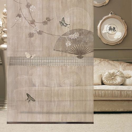 异色隔断帘屏风帘软屏风软隔断挂屏挂屏软帘卷帘玄关0568扇子蝴蝶