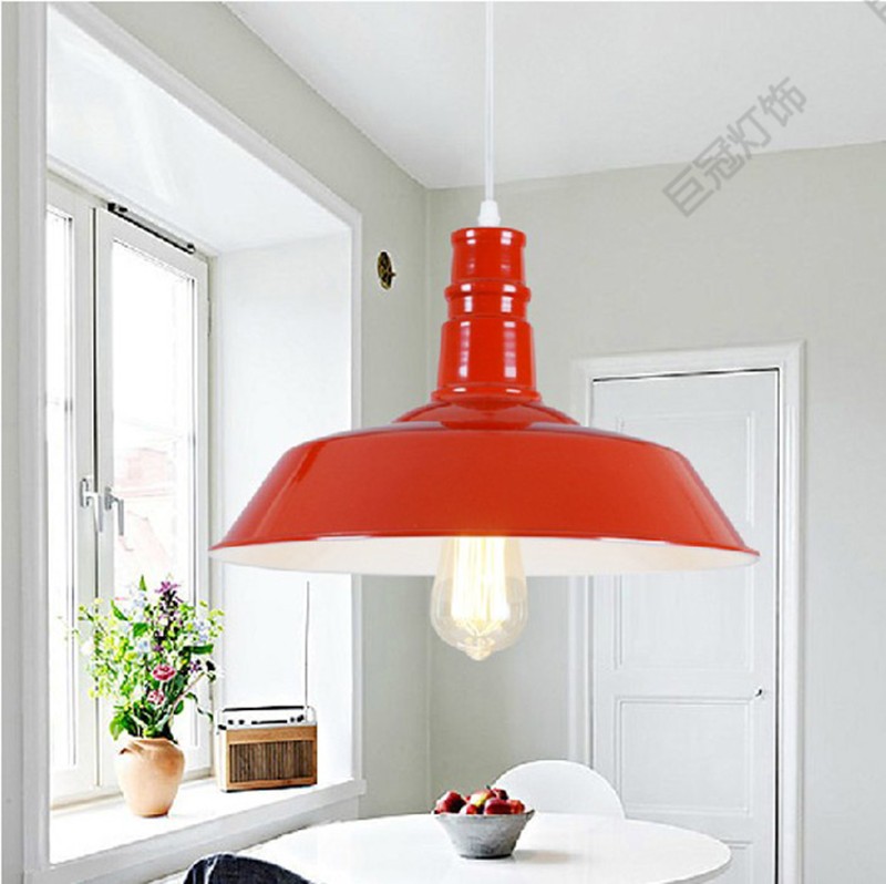 复古工业风单头黑白彩色铁艺锅盖餐厅厂房展厅地下室装修简易吊灯