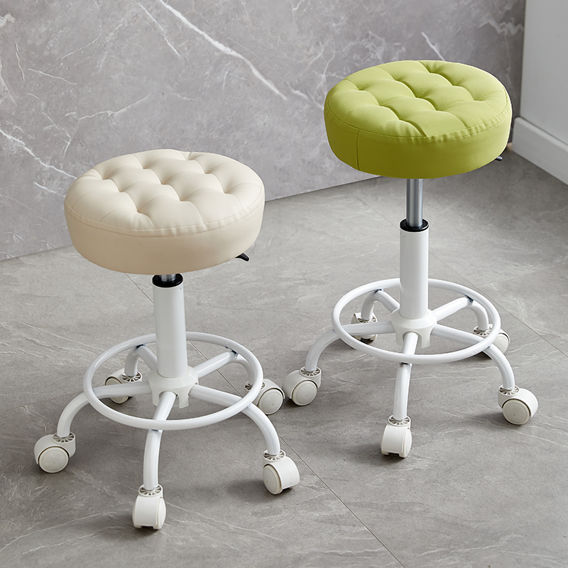 滑轮美发美甲理发店家用圆椅子美容院专用凳子旋转升降靠背大工椅