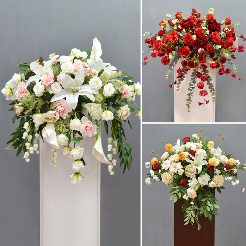 活动演讲发言讲台花仿真假花主席台布置台花迎宾区商务会议室摆花