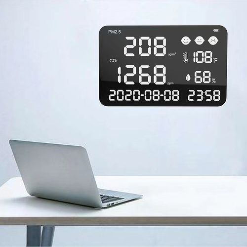 2024新款超大显示屏壁挂式/台式CO2二氧化碳PM2.5浓度空气检测仪