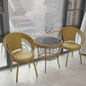 阳台小桌椅转椅可旋转藤椅三件套茶桌椅组合家用客厅电脑椅庭院凳