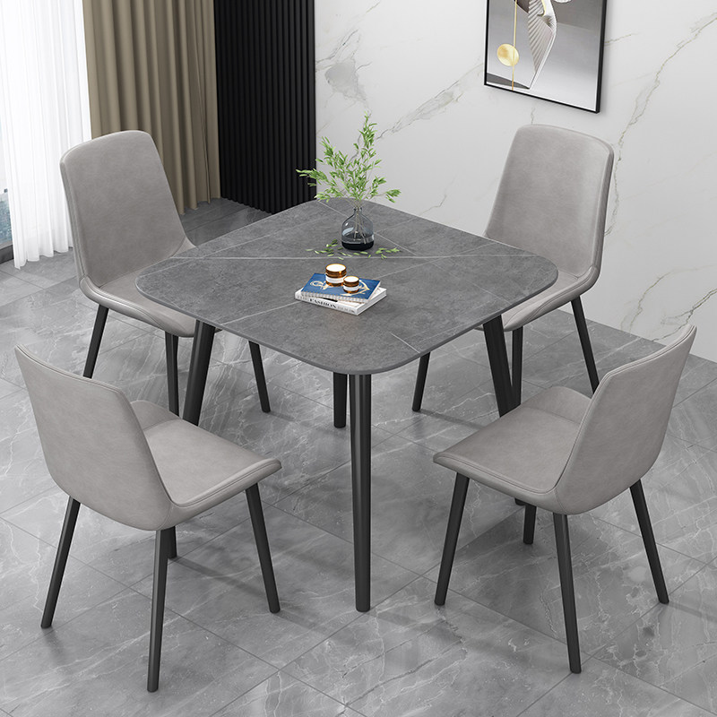 多功能灰色岩板餐桌家用简约现代4s店铺接待洽谈桌椅组合小户型方,住宅家具,岩板餐桌,淘宝优惠券,粉丝福利购,淘宝优惠卷