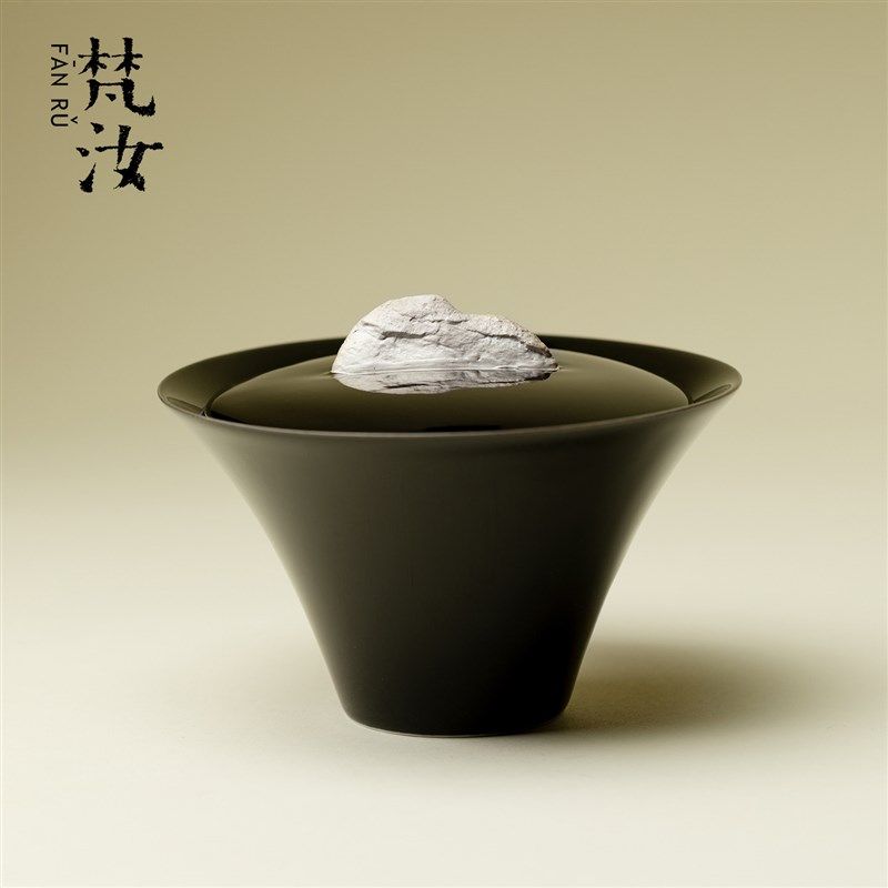 梵汝 墨银观山撇口盖碗高档陶瓷手工鎏银泡茶碗薄胎不烫手沏茶碗,餐饮具,盖碗,淘宝优惠券,粉丝福利购,淘宝优惠卷
