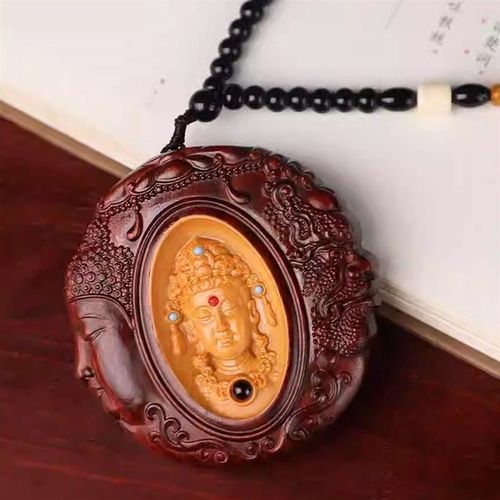 紫檀手把件一念之间度母木雕挂件男士文玩手工雕刻车挂饰手玩把件