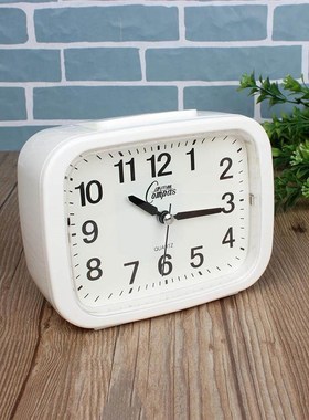 康巴丝创意简约静音双音闹钟学生卧室贪睡床头方形台式时尚音乐表