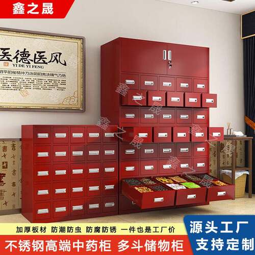 加厚钢制柜不锈钢中医橱柜经济型草柜西柜调剂台多斗柜