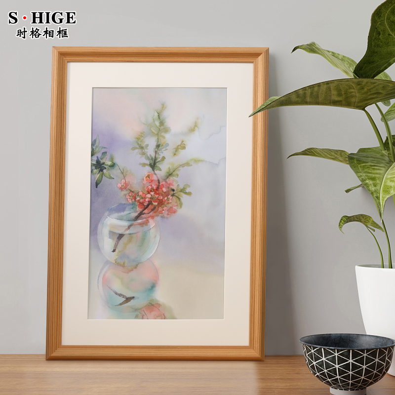 实木画框装裱木质相框16 20 24 36寸4开定制a3A4卡纸大尺寸挂墙