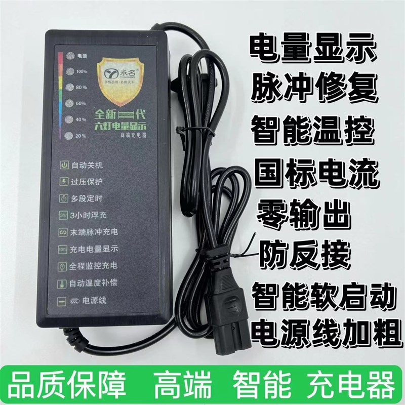 永名充电器六灯电量显示充电器充满自停自动关机铅酸电池通用插孔