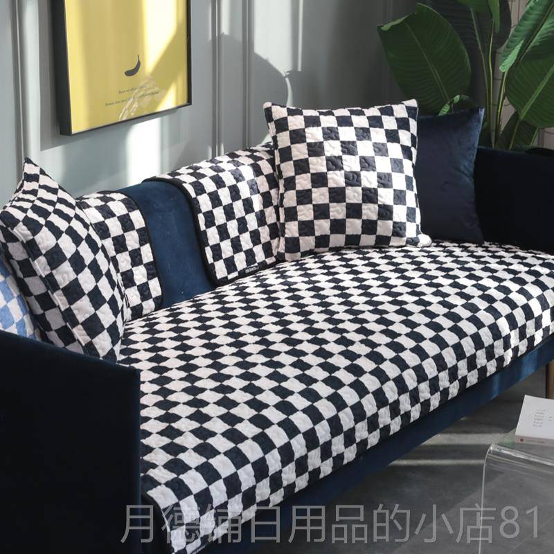 正品禹铎堪的纳维亚斯简沙单加厚猎犬纹毛绒沙发短垫冬季面料防滑