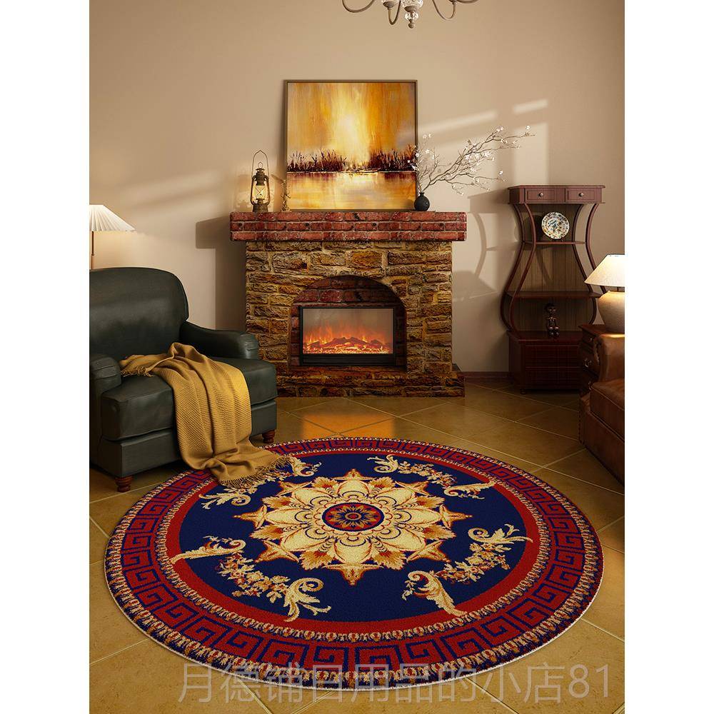 正品美式复绒古圆形地毯客厅室书房卧梳妆台地垫加仿羊厚电脑转椅