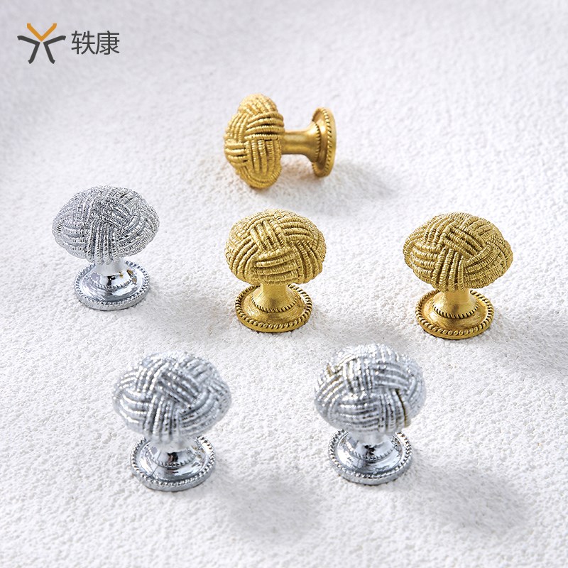 创意黄铜拉手田园风实心单孔把手衣柜门金色PVD银色镀铬抽屉拉手