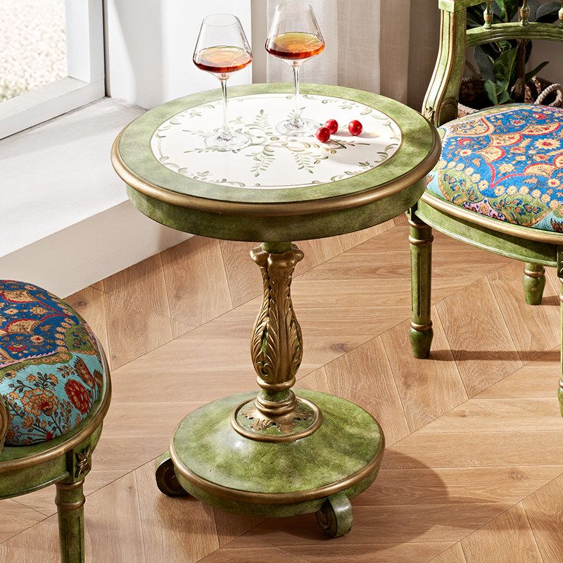 实木小圆桌客厅阳台桌小书桌复古彩绘角几复古小茶几边几沙发边柜,住宅家具,角几/边几,淘宝优惠券,粉丝福利购,淘宝优惠卷