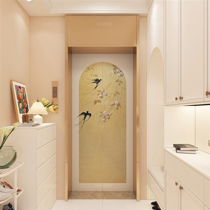 入户电梯门贴纸宋氏美学电梯厅玄关装饰燕子贴画防火门水井门贴膜,家居饰品,门贴,淘宝优惠券,粉丝福利购,淘宝优惠卷
