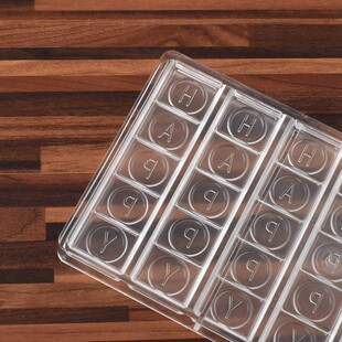 PC材料 1740 烘焙模具 7连HAPPY长条格子字母巧克力模具PC 12.5cm