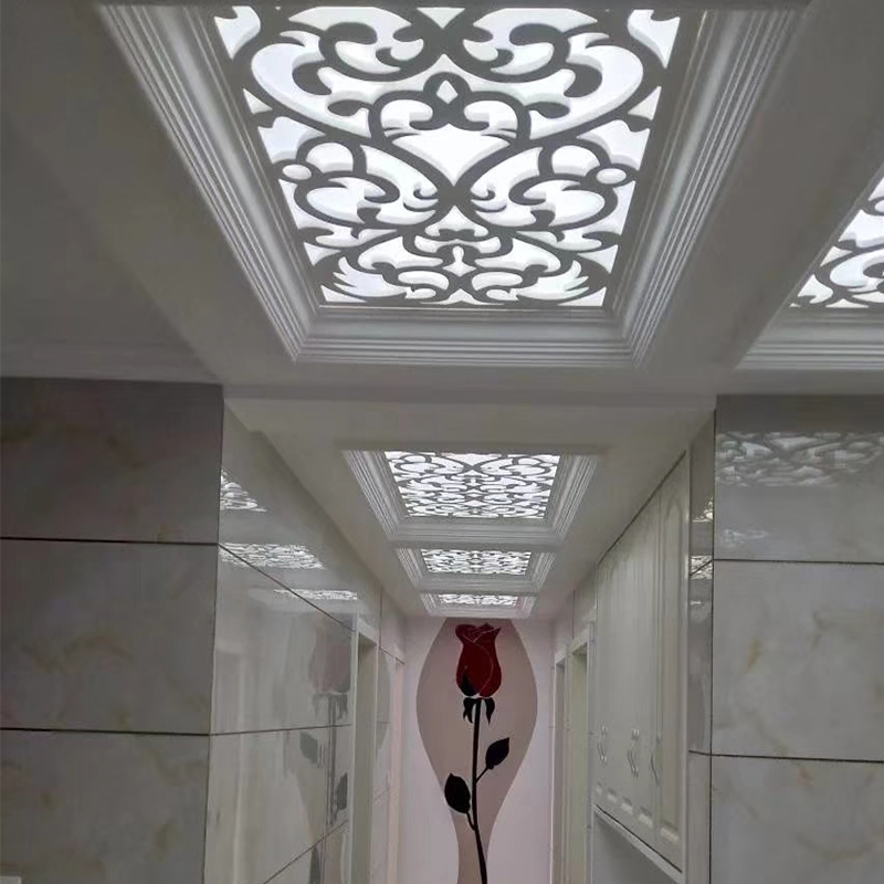 吊顶雕花板镂空花格PVC隔断中式装饰客厅背景墙过道玄关屏风通花